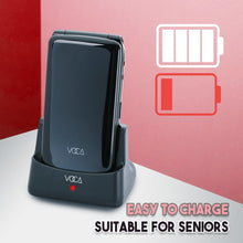 將圖片載入圖庫檢視器 VOCA Big Button Flip Phone for Seniors Elderly | Unlocked 4G LTE | Loud Volume | SOS Button | Speed Dial | Predictive Text | Charging Dock | V340 (Black)