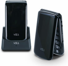 將圖片載入圖庫檢視器 VOCA Big Button Flip Phone for Seniors Elderly | Unlocked 4G LTE | Loud Volume | SOS Button | Speed Dial | Predictive Text | Charging Dock | V340 (Black)
