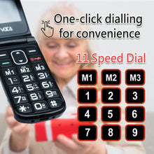 將圖片載入圖庫檢視器 VOCA Big Button Flip Phone for Seniors Elderly | Unlocked 4G LTE | Loud Volume | SOS Button | Speed Dial | Predictive Text | Charging Dock | V340 (Black)