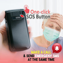將圖片載入圖庫檢視器 VOCA Big Button Flip Phone for Seniors Elderly | Unlocked 4G LTE | Loud Volume | SOS Button | Speed Dial | Predictive Text | Charging Dock | V340 (Black)