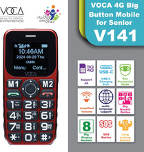 將圖片載入圖庫檢視器 VOCA Big Button 4G Phone for Seniors Elderly | Unlocked 4G LTE | Amplified Volume | SOS Button | Speed Dial | Big Display Number | Big Button | Long Lasting | V141 (Red)