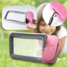 將圖片載入圖庫檢視器 VOCA Magnifying Glass with Light, 3X Large Rectangle Reading Magnifier with 10 LEDs for Seniors with Macular Degeneration, Newspaper, Books, Small Print, for Low Visions (Pink)