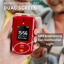 將圖片載入圖庫檢視器 VOCA Big Button Flip Phone for Elderly | Dual Screen | Unlocked 4G LTE | Loud Volume | SOS Button | Hearing Aid Compatibility | Charging Dock | Predictive Text | V543