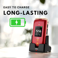 將圖片載入圖庫檢視器 VOCA Big Button Flip Phone for Elderly | Dual Screen | Unlocked 4G LTE | Loud Volume | SOS Button | Hearing Aid Compatibility | Charging Dock | Predictive Text | V543