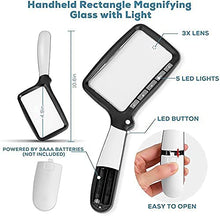 將圖片載入圖庫檢視器 VOCA Magnifying Glass with Light, 3X Foldable Large Rectangle Reading Magnifier with Dimmable LED Light for Seniors, Newspaper, Books, Small Print, Lighted Gift for Low Visions (Worldwide Free Shipping)
