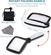 將圖片載入圖庫檢視器 VOCA Magnifying Glass with Light, 3X Foldable Large Rectangle Reading Magnifier with Dimmable LED Light for Seniors, Newspaper, Books, Small Print, Lighted Gift for Low Visions (Worldwide Free Shipping)