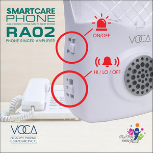VOCA Telephone Ringer Amplifier, Boost up to 120db with LED Light Notification for Landline Phones, Wall Mountable, Ideal for Noisy and Hearing-Impaired Environments (RA02)