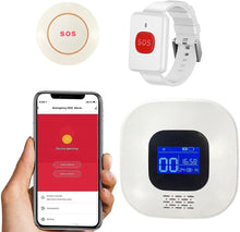 將圖片載入圖庫檢視器 VOCA Smart WiFi Wireless SOS Pager, Call button Call watch, Panic button, Emergency, Calling Alarm for Elderly Seniors Patient Disabled, 2.4G WiFi, 1 Receiver &amp; 1 Call button &amp; 1 Waterproof SOS watch
