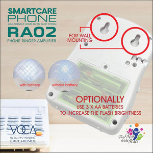 VOCA Telephone Ringer Amplifier, Boost up to 120db with LED Light Notification for Landline Phones, Wall Mountable, Ideal for Noisy and Hearing-Impaired Environments (RA02)