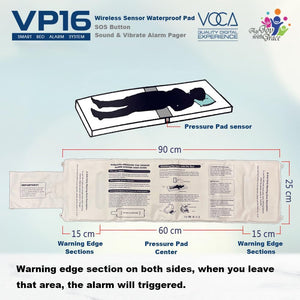 VOCA Smart Bed Alarm System for Elderly VP16 | Wireless Waterproof Sensor Pad & SOS Pager, Safety Bed Alarms and Fall Prevention for Elderly and Dementia Patients