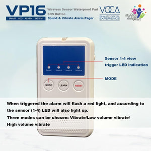 VOCA Smart Bed Alarm System for Elderly VP16 | Wireless Waterproof Sensor Pad & SOS Pager, Safety Bed Alarms and Fall Prevention for Elderly and Dementia Patients