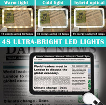 將圖片載入圖庫檢視器 VOCA 5X Magnifying Glass with Light, Large Rectangle Reading Magnifier with 48 LEDs for Seniors with Macular Degeneration, Foldable design, Newspaper, Books, Small Print, for Low Visions
