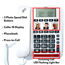 Load image into Gallery viewer, VOCA Big Button Phone for Seniors, CP130 Amplified Telephone, Hand Free Speaker Phone, Hearing Aid Compatible, Loud Phone for Hard of Hearing &amp; Visually Impaired - Dementia Aid Phone for Elderly
