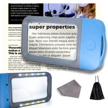 Load image into Gallery viewer, VOCA Magnifying Glass with Light, 3X Large Rectangle Reading Magnifier with 10 LEDs for Seniors with Macular Degeneration, Newspaper, Books, Small Print, for Low Visions (Blue)
