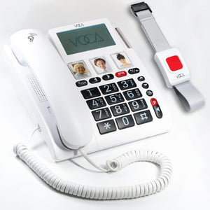 VOCA Big Button Phone for Elderly | CP140 4G Wireless Amplified Telephone | Loud Phones for Hard of Hearing | SOS Wristband | Hearing Aid Compatible Phones | Telephone for Hearing & Vision Impaired (Worldwide Free Shipping)