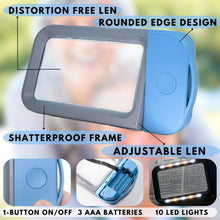 將圖片載入圖庫檢視器 VOCA Magnifying Glass with Light, 3X Large Rectangle Reading Magnifier with 10 LEDs for Seniors with Macular Degeneration, Newspaper, Books, Small Print, for Low Visions (Blue)
