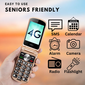 VOCA Big Button Flip Phone for Elderly | Dual Screen | Unlocked 4G LTE | Loud Volume | SOS Button | Hearing Aid Compatibility | Charging Dock | Predictive Text | V543 (Free Shipping)