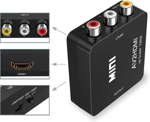 Mini RCA Composite CVBS AV to HDMI Video Audio Converter Adapter