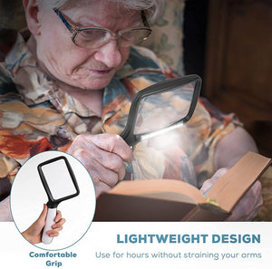 VOCA Magnifying Glass with Light, 3X Foldable Large Rectangle Reading Magnifier with Dimmable LED Light for Seniors, Newspaper, Books, Small Print, Lighted Gift for Low Visions (Worldwide Free Shipping)