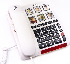 VOCA CP120 Big Button & Amplified Telephone for Seniors, 6 Photos Quick Dial, Hand Free Speaker Phone, Hearing Aid Compatible Phone, Extra Loud Volume for Visually & Hearing Impaired