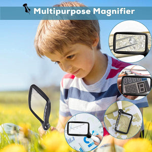 VOCA Magnifying Glass with Light, 3X Foldable Large Rectangle Reading Magnifier with Dimmable LED Light for Seniors, Newspaper, Books, Small Print, Lighted Gift for Low Visions (Worldwide Free Shipping)