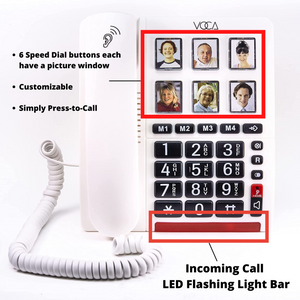 VOCA CP120 Big Button & Amplified Telephone for Seniors, 6 Photos Quick Dial, Hand Free Speaker Phone, Hearing Aid Compatible Phone, Extra Loud Volume for Visually & Hearing Impaired